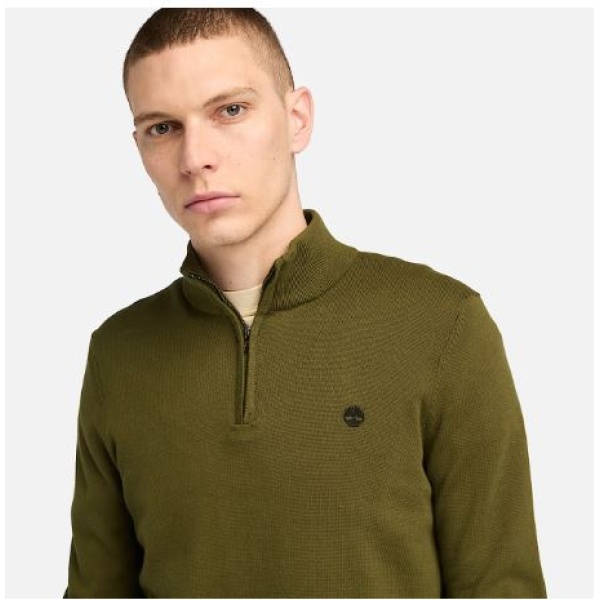 WILLIAMS RIVER Cotton YD 1/4 Zip Sweater DARK OLIVE - immagine 2