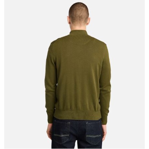 WILLIAMS RIVER Cotton YD 1/4 Zip Sweater DARK OLIVE - immagine 3